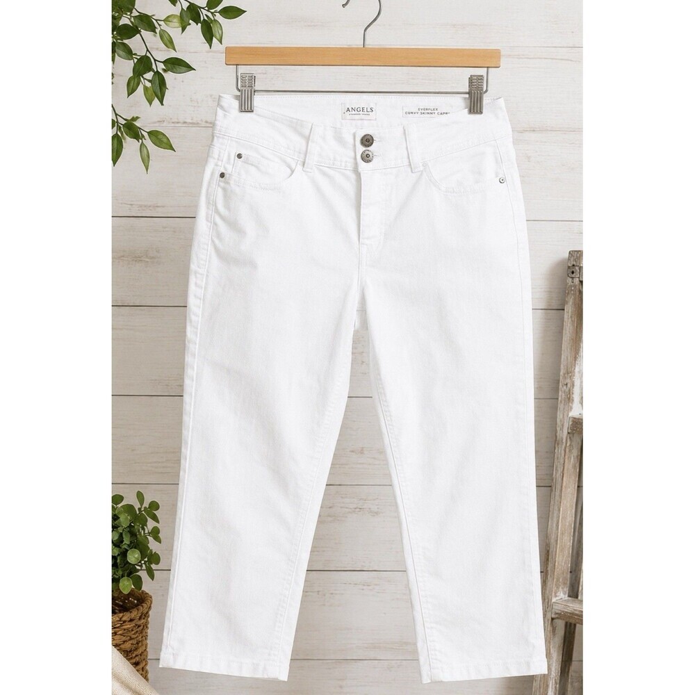 Angels Forever Young EverFlex 8/29 White Capri Jeans Curvy Skinny Coastal Boho
